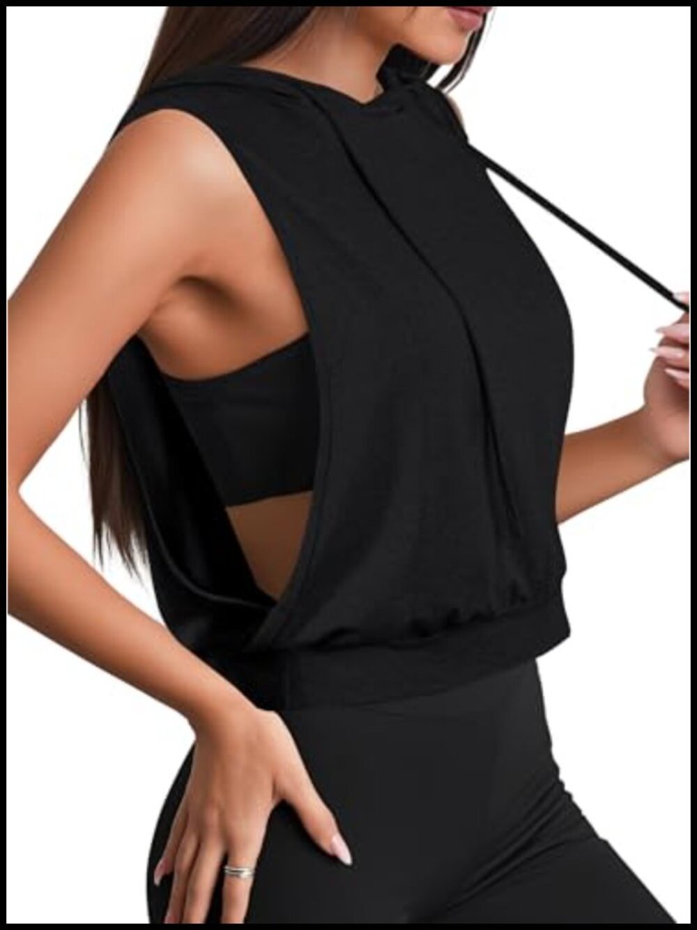 Sleeveless Hoodie Crop Top Gym Workout Athletic Tank